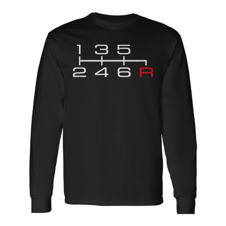 6 Speed Manual Shift Pattern Knob Car Theme Long Sleeve T-Shirt T-Shirt