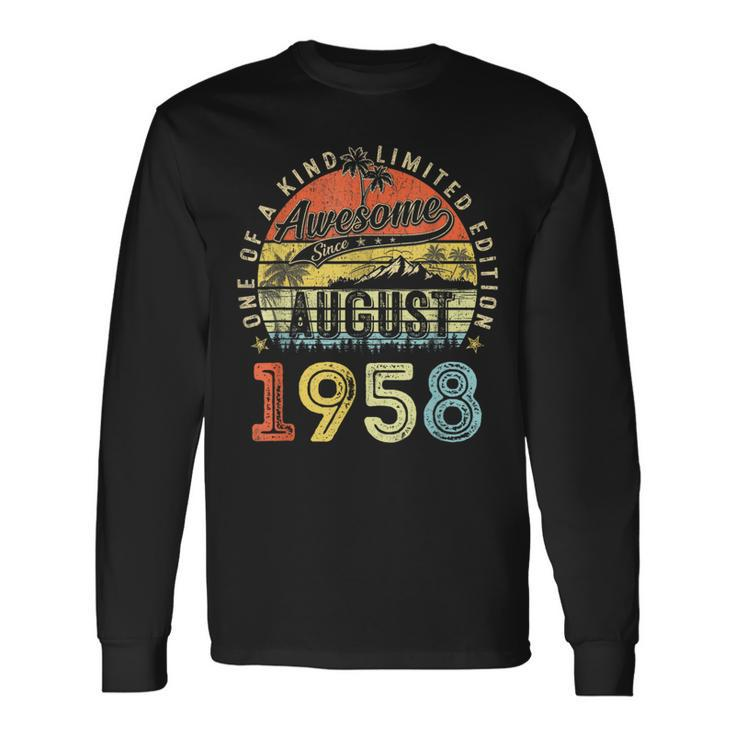 65 Year Old Awesome Since August 1958 65Th Birthday Long Sleeve