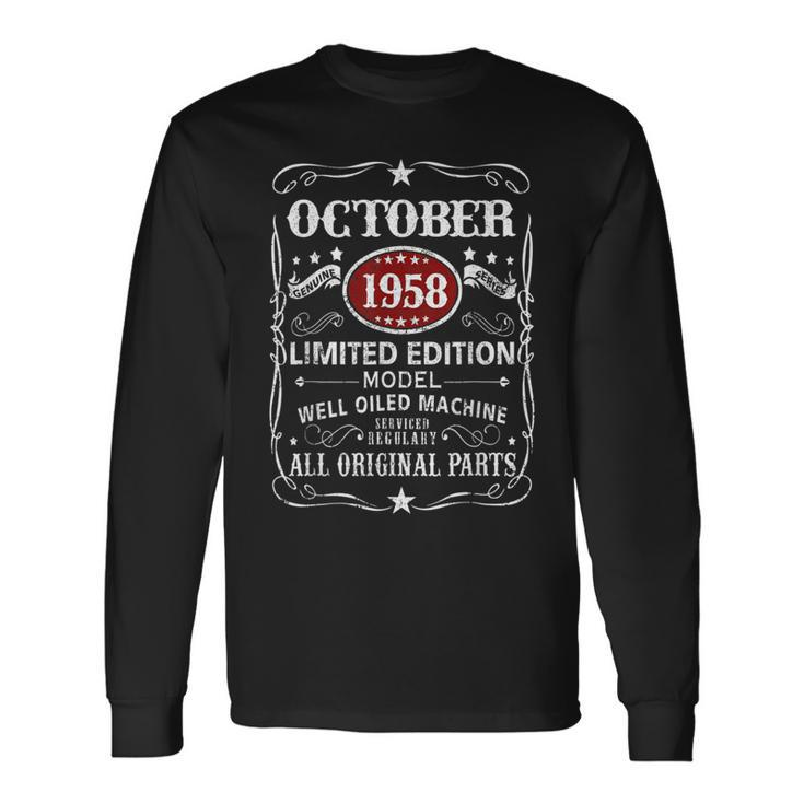 65 Years Old Vintage October 1958 65Th Birthday Long Sleeve T-Shirt