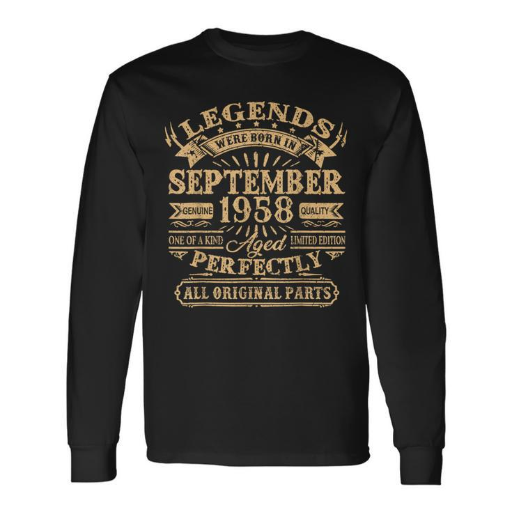 65Th Birthday Decoration Legends Born In September 1958 Long Sleeve T-Shirt
