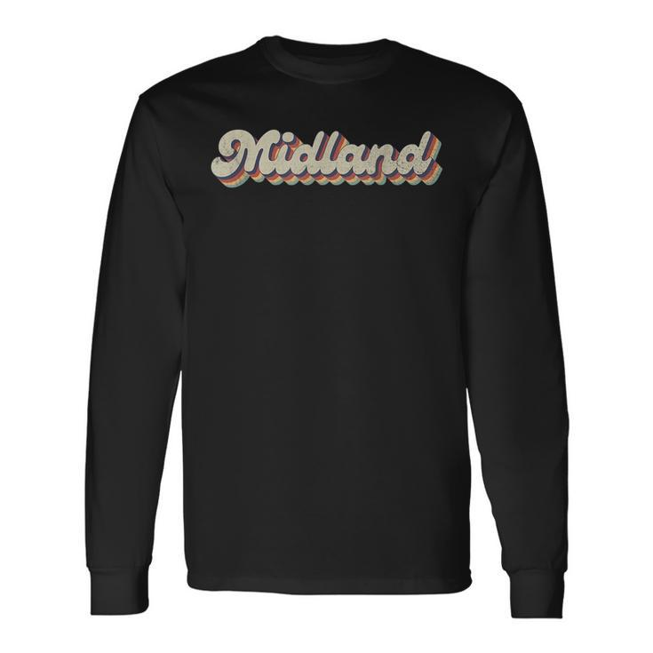 70S 80S Usa City Vintage Midland Long Sleeve T-Shirt