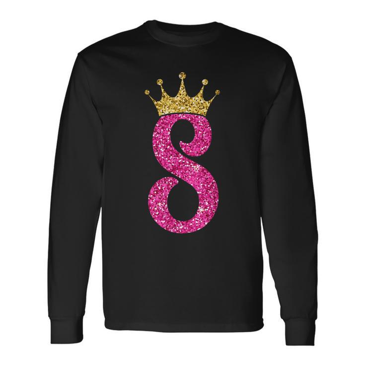 8 Year Old 8Th Birthday Girl Golden Crown Party Long Sleeve T-Shirt