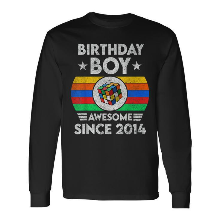 8 Years Old Awesome Since 2014 Birthday Speed Cubing Boy Long Sleeve T-Shirt