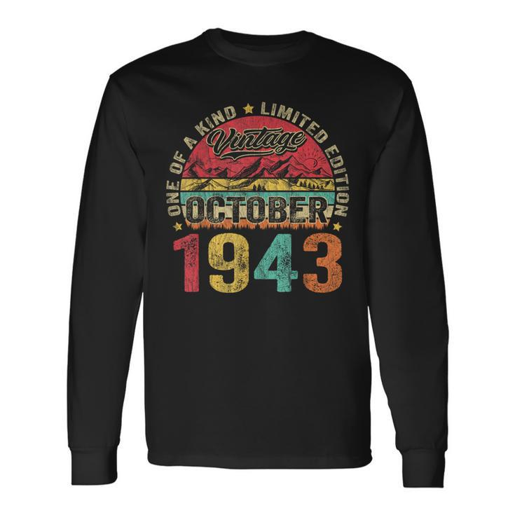 80 Years Old Made In 1943 Vintage October 1943 80Th Birthday Long Sleeve T-Shirt