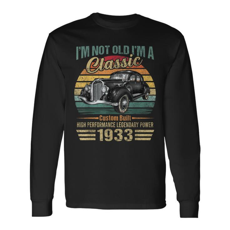 90 Year Old Vintage 1933 Classic Car 90Th Birthday Long Sleeve T-Shirt T-Shirt