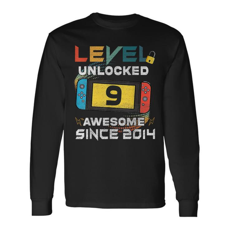 9Th Birthday Boy Level 9 Unlocked Awesome 2014 Video Gamer Long Sleeve T-Shirt