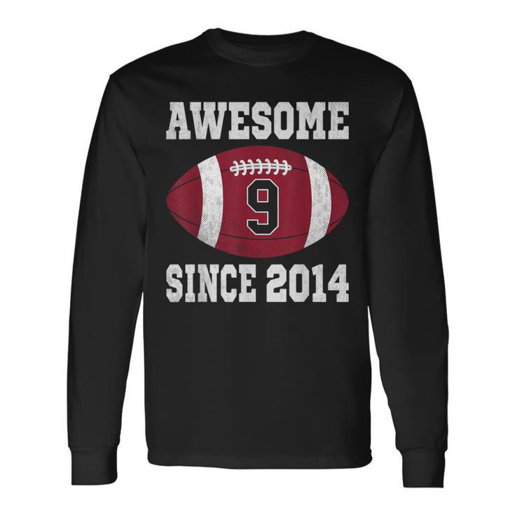 9Th Birthday Football Player 9 Years Old Vintage Sports Long Sleeve T-Shirt