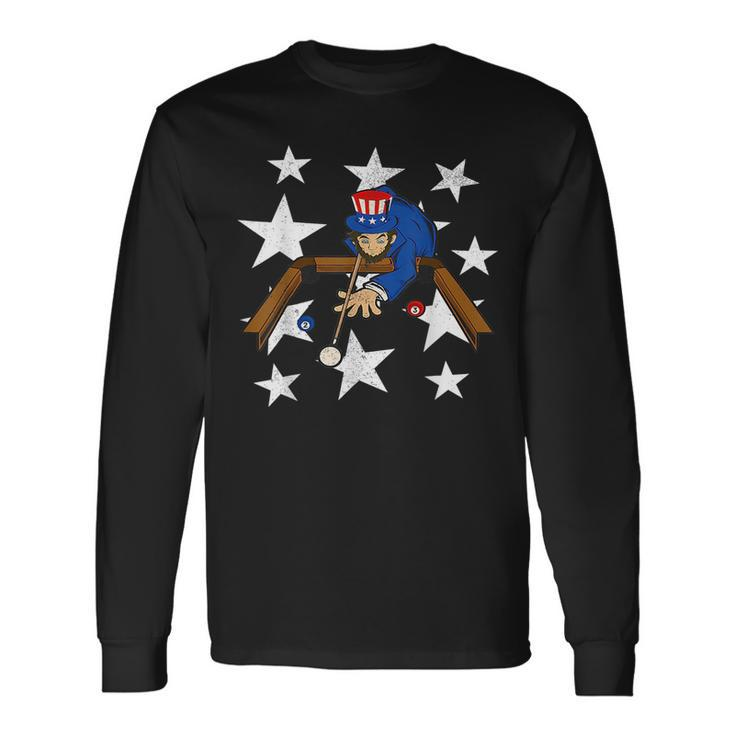 Abraham Lincoln Playing Billiards 4Th Of July Poo Long Sleeve T-Shirt T-Shirt Gifts ideas