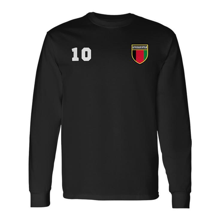 Afghanistan Number 10 Soccer Flag Football Kabul Long Sleeve T-Shirt T-Shirt