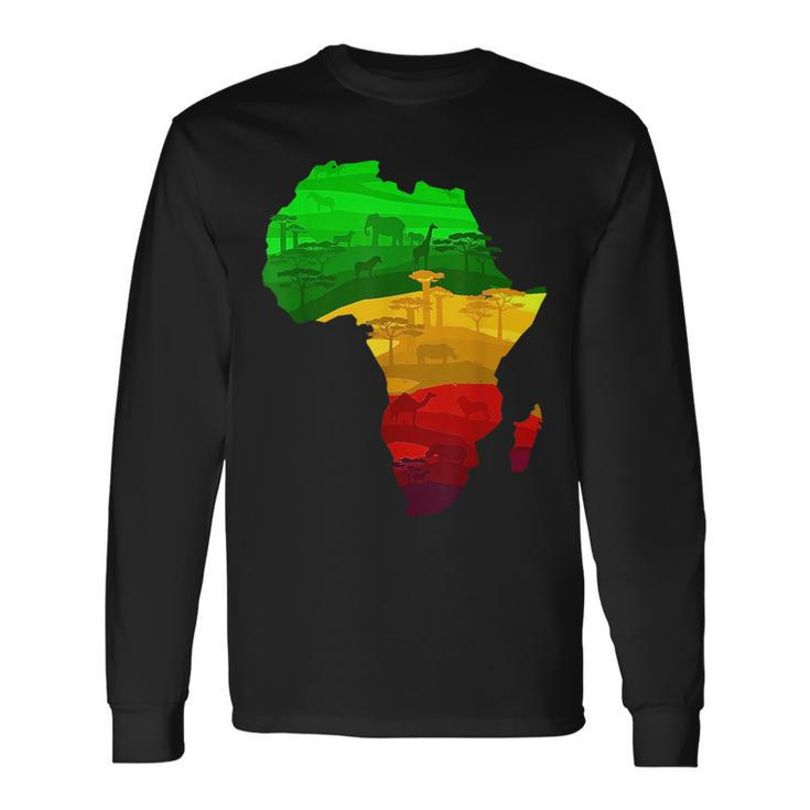 Africa Map Green Yellow Red Proud African Pride Junenth Long Sleeve T-Shirt