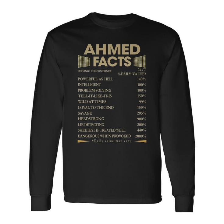 Ahmed Name Ahmed Facts Long Sleeve T-Shirt