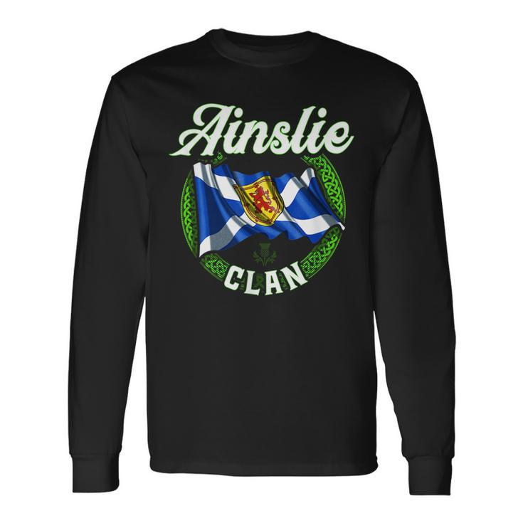 Ainslie Clan Scottish Last Name Scotland Flag Last Name Long Sleeve T-Shirt T-Shirt