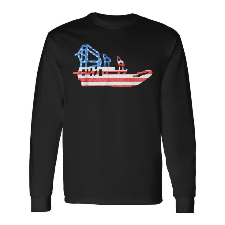 Airboat American Usa 4Th July Fanboat Swamp Air Boat Long Sleeve T-Shirt