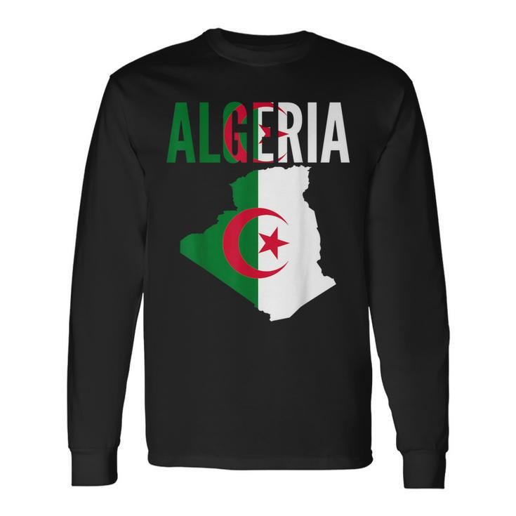 Algerian Algeria Country Map Flag Long Sleeve T-Shirt