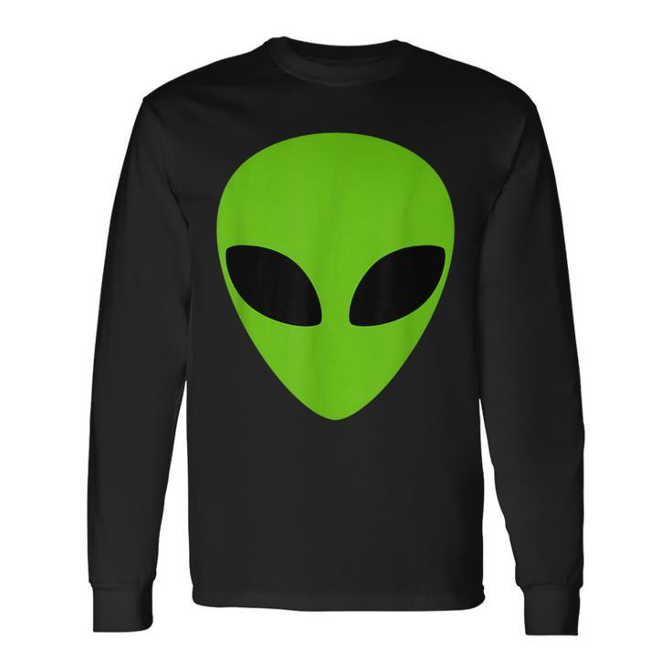 Alien Head Weird Halloween Space Ufo Green Extraterrestrial Long Sleeve T-Shirt