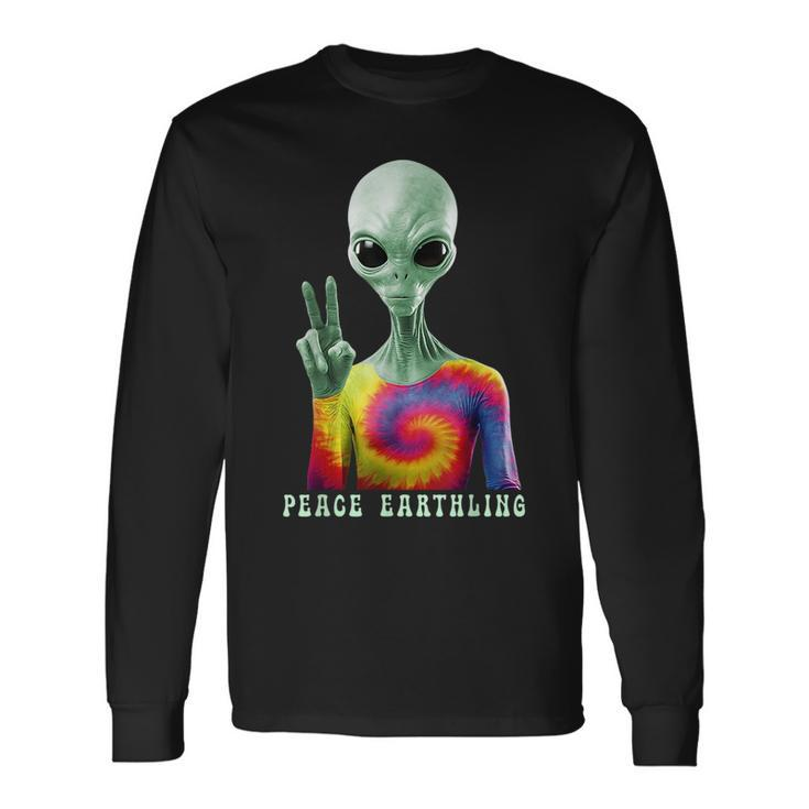 Alien Peace Sign Tie Dye Peace Earthling Alien Long Sleeve T-Shirt
