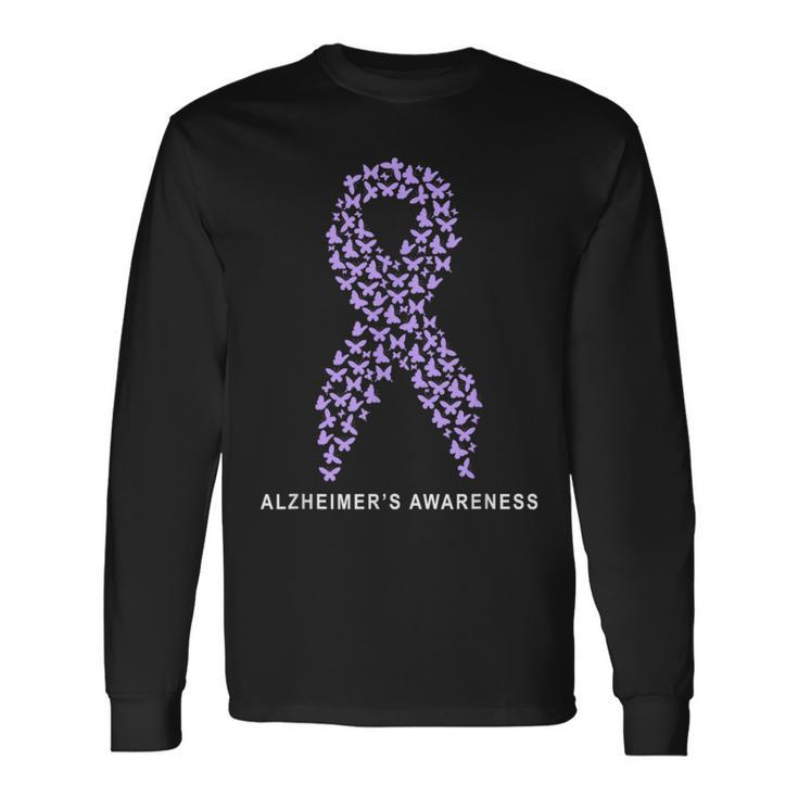 Alzheimer Awareness A Purple Ribbon On Alzheimer's Day Long Sleeve T-Shirt