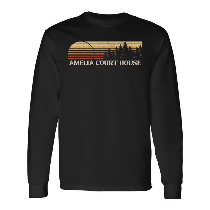 Amelia Court House Va Vintage Evergreen Sunset Eighties Long Sleeve T-Shirt