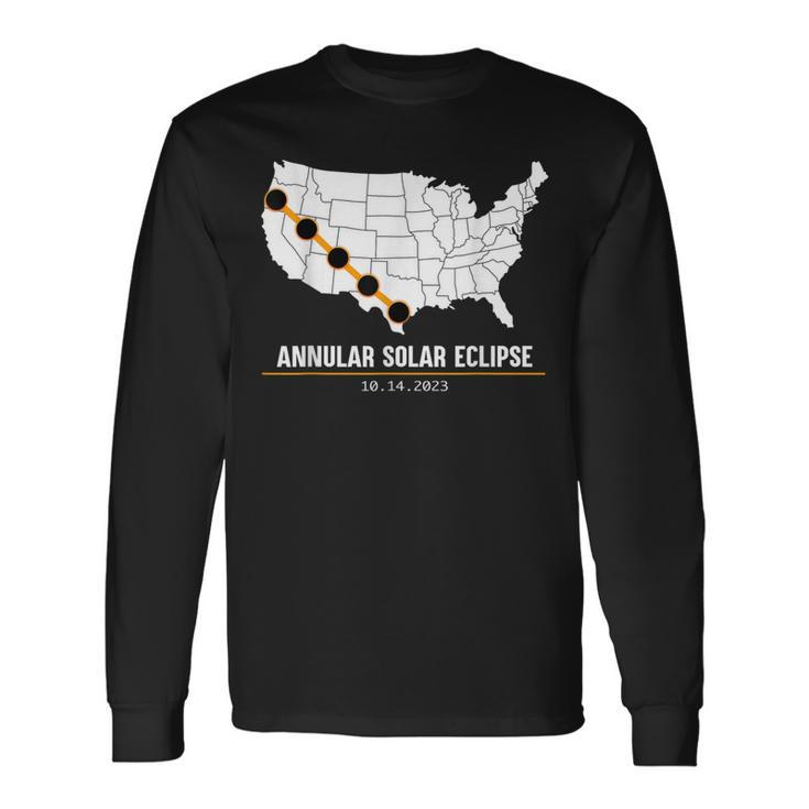 America Annular Solar Eclipse Map Usa 2023 State Event Long Sleeve T-Shirt