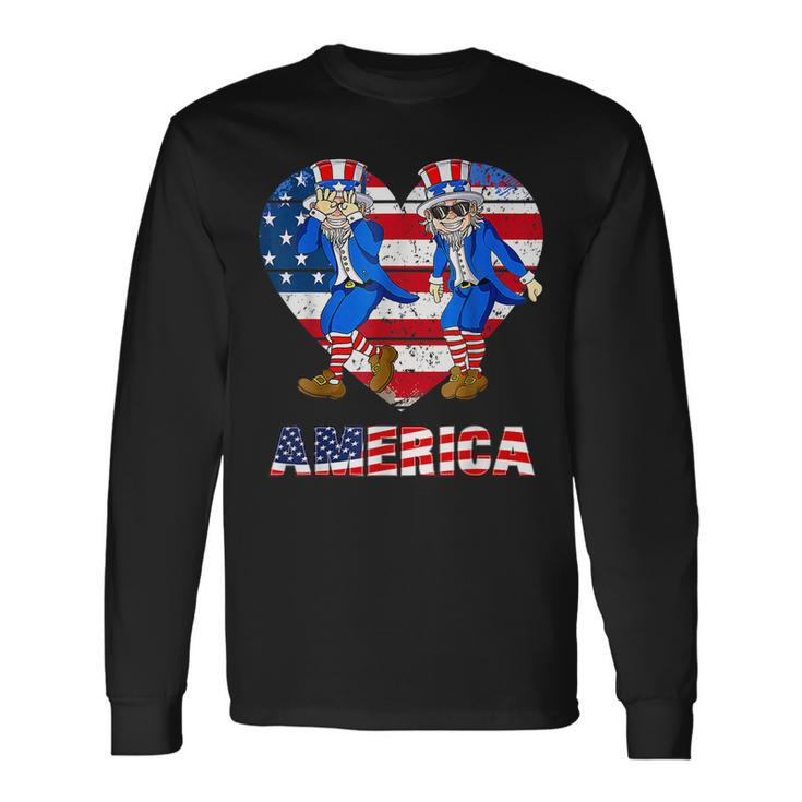 America Uncle Sam Griddy Dance 4Th Of July Long Sleeve T-Shirt