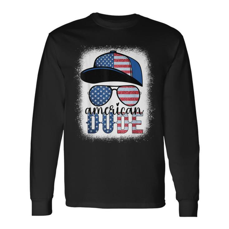 American Dude 4Th Of July Usa Flag Glasses American Long Sleeve T-Shirt T-Shirt Gifts ideas