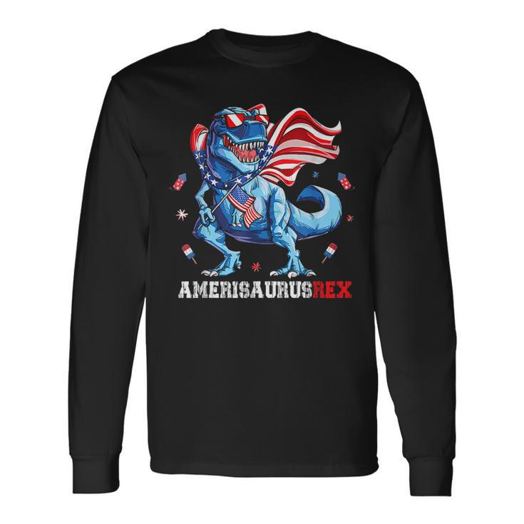 American Flag 4Th Of July Rex Dinosaur Amerisaurus Rex Boy Long Sleeve T-Shirt T-Shirt