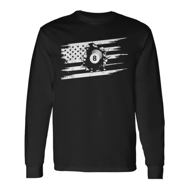 American Flag Billiards Apparel Billiards Long Sleeve T-Shirt T-Shirt
