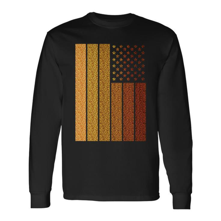 American Flag With Melanin Glitters Shades Black Pride Long Sleeve T-Shirt T-Shirt
