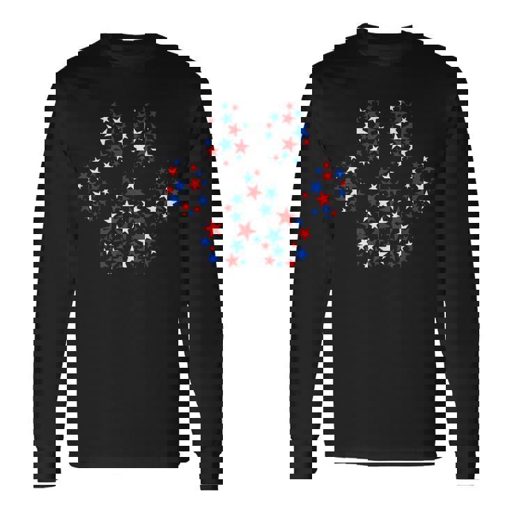 American Flag Patriotic Dog & Cat Paw Print Us 4Th Of July Patriotic Long Sleeve T-Shirt T-Shirt