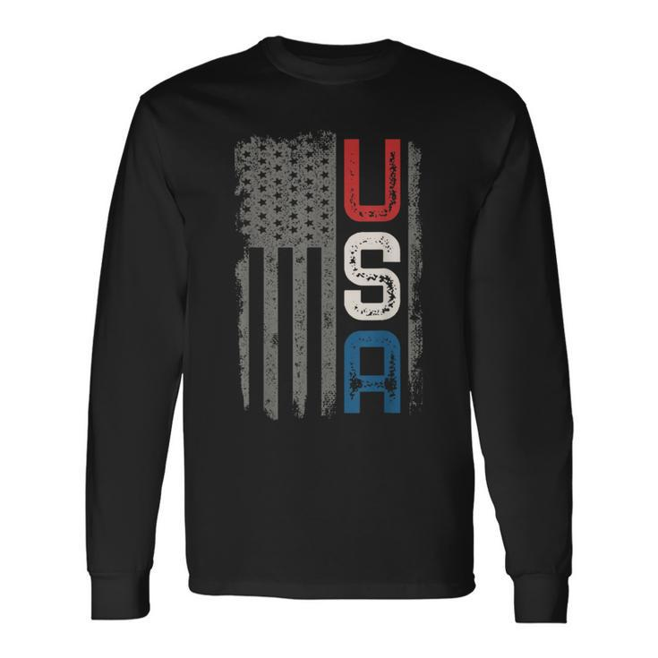 American Flag Vintage Usa Patriotic Distressed American Flag Long Sleeve T-Shirt T-Shirt Gifts ideas