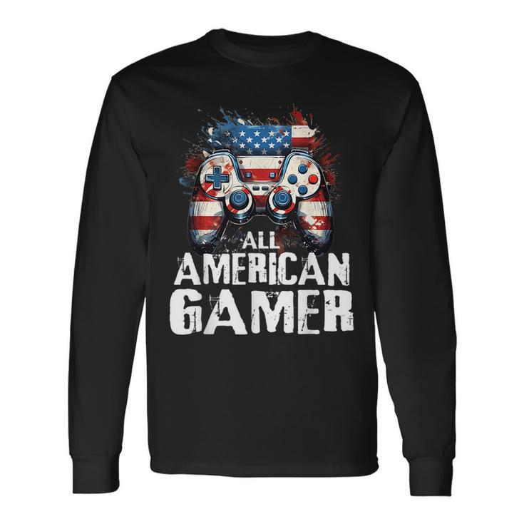 All American Gamer 4Th Of July Video Games Boys Ns Games Long Sleeve T-Shirt T-Shirt