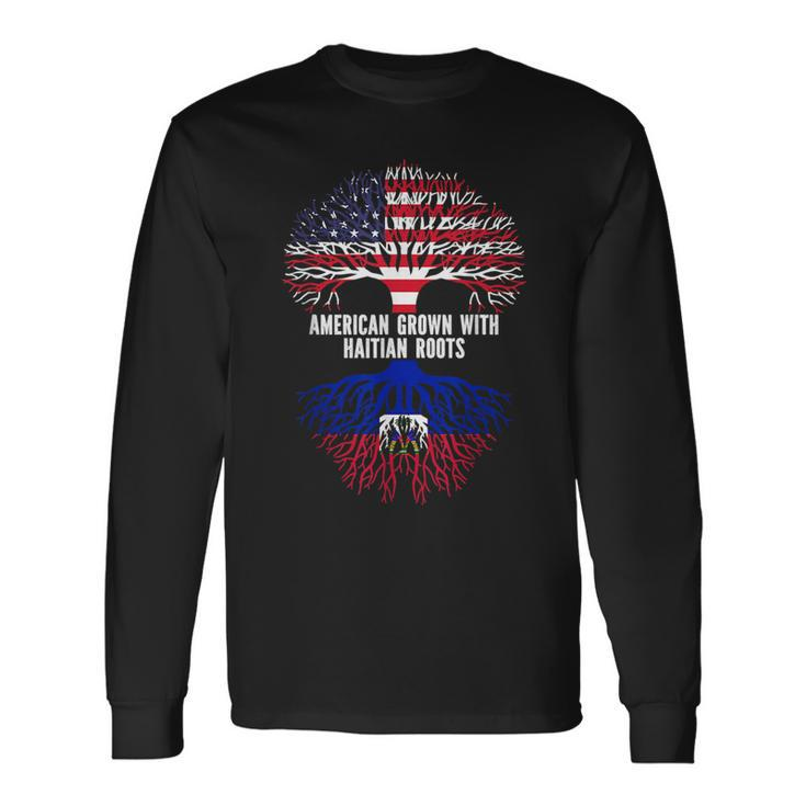 American Grown With Haitian Roots Usa Flag Long Sleeve T-Shirt
