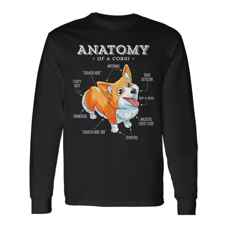 Anatomy Of A Corgi Corgis Dog Puppy Long Sleeve T-Shirt T-Shirt