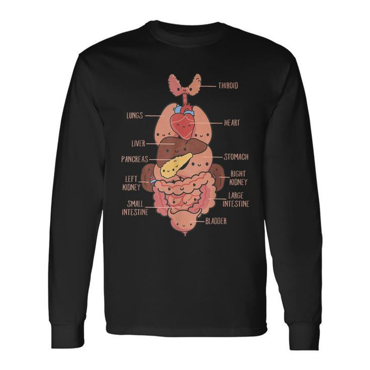 Anatomy Human Torso Cute Heart Lungs Organs Medical Graphic Long Sleeve T-Shirt