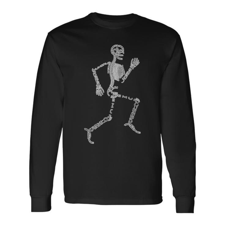 Anatomy Labels Human Skeleton Running Bone Names For Geeks Long Sleeve T-Shirt