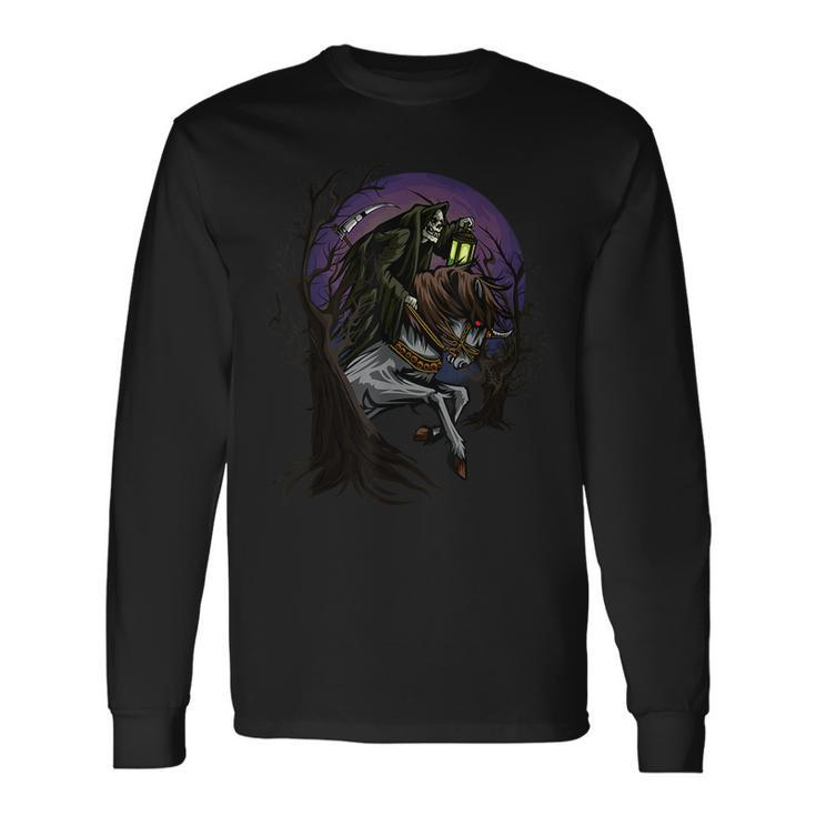 Angel Of Death Grim Reaper Scary Halloween Horror Graphic Scary Halloween Long Sleeve T-Shirt