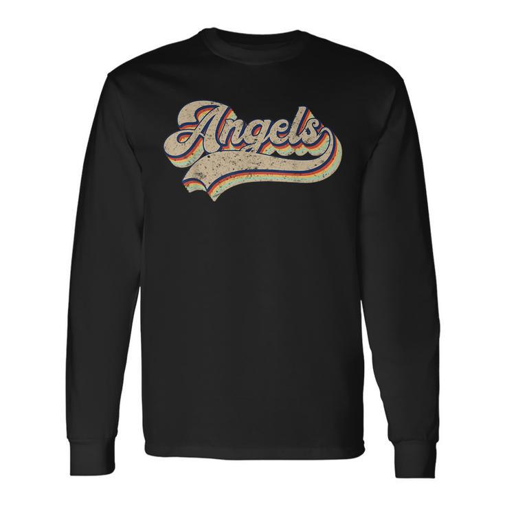 Angels Name Vintage Retro Baseball Lovers Baseball Fans Baseball Long Sleeve T-Shirt