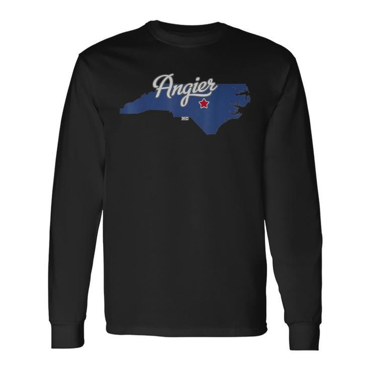 Angier North Carolina Nc Map Long Sleeve T-Shirt