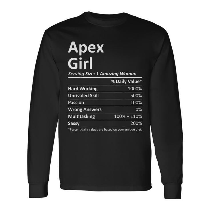 Apex Girl Nc North Carolina City Home Roots Usa Usa Long Sleeve T-Shirt T-Shirt