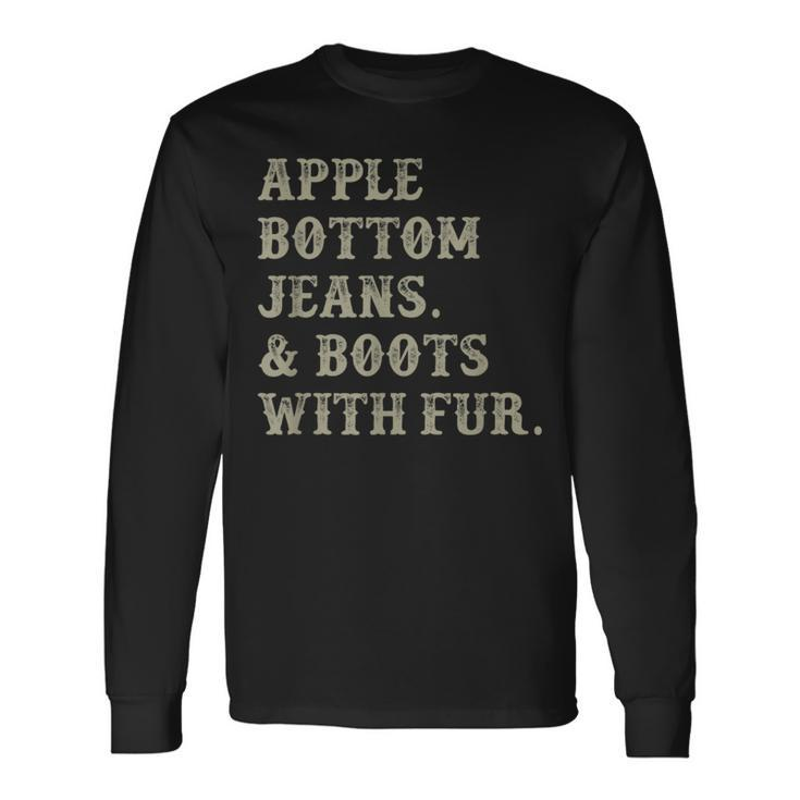 Apple Bottom Jeans And Boots With Fur Long Sleeve T-Shirt