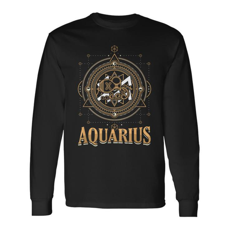 Aquarius Zodiac Sign Horoscope Astrology Birthday Star Long Sleeve T-Shirt