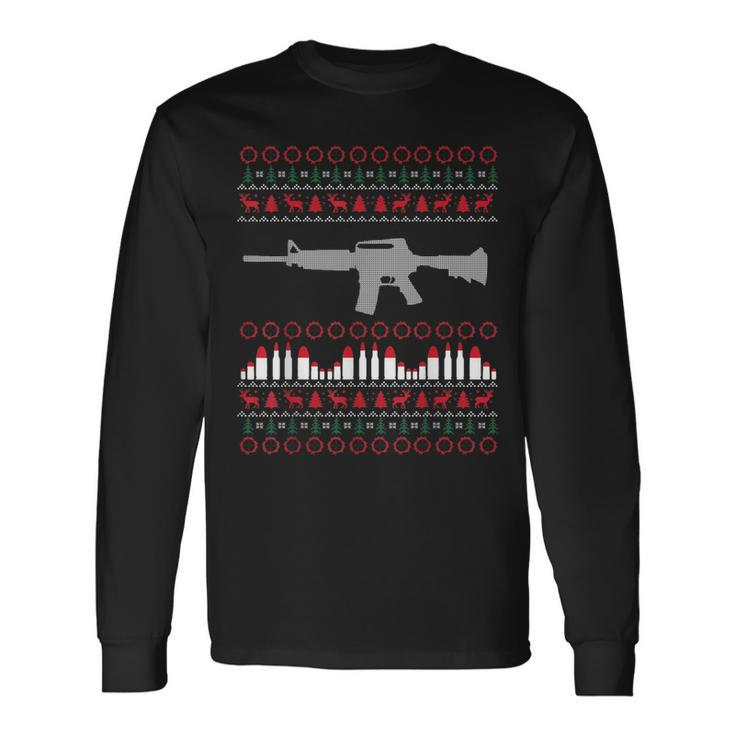 Ar-15 Machine Gun Ugly Christmas Sweater Long Sleeve T-Shirt