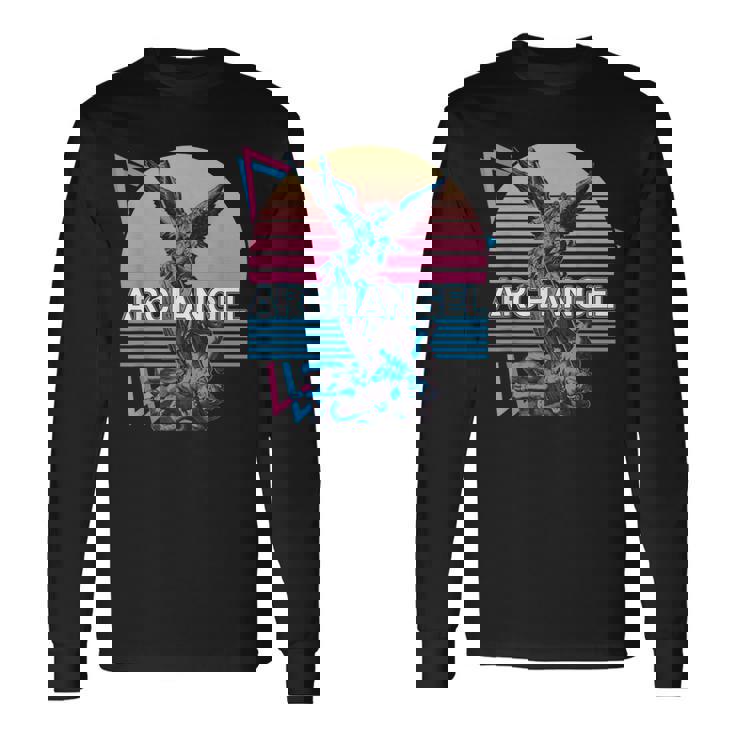 Archangel Michael Saint Michael Retro Long Sleeve T-Shirt