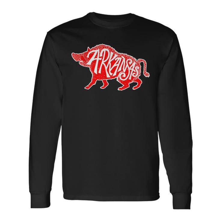Arkansas Hog Hunting Animal Wild Boar Vintage Long Sleeve T-Shirt