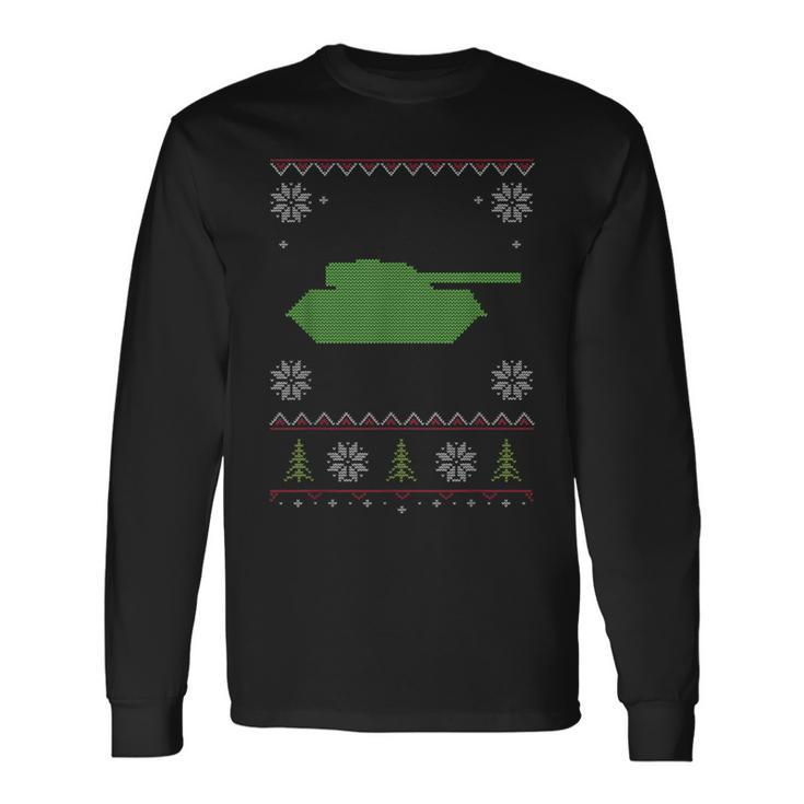 Army Tank Ugly Sweater Christmas Long Sleeve T-Shirt