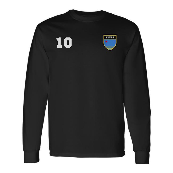 Aruba Number 10 Soccer Flag Football Oranjestad Long Sleeve T-Shirt T-Shirt