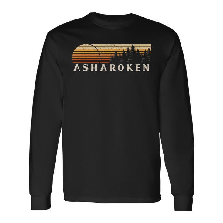 Asharoken Ny Vintage Evergreen Sunset Eighties Retro Long Sleeve T-Shirt