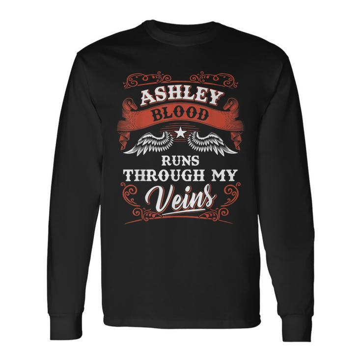 Ashley Blood Runs Through My Veins Family Christmas Long Sleeve T-Shirt