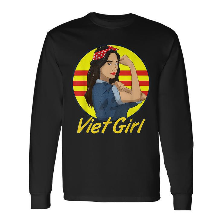 Asian Vietnamese Vietnam Woman Girl Proud Strong Bandana Long Sleeve T-Shirt T-Shirt