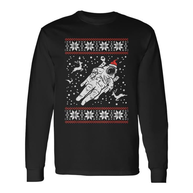 Astronaut Ugly Christmas Sweater Xmas Space Lover Boys Pj Long Sleeve T-Shirt